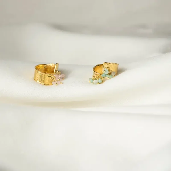 δαχτυλίδι Isadora επιχρυσωμένο ατσάλι 18k με μπλε ροζ ημιπολύτιμες πέτρες