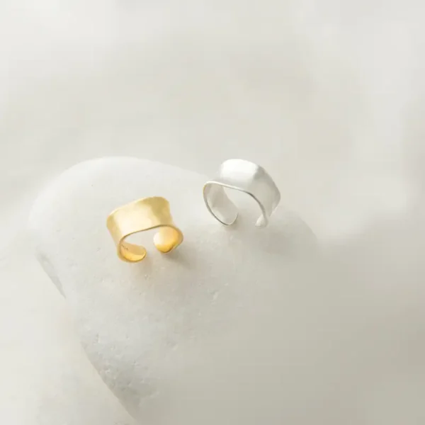 δαχτυλίδι Melted ασημένιο επιχρυσωμένο 18κ με ρευστή φόρμα