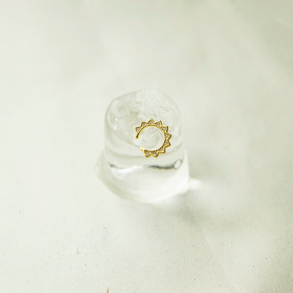 Χρυσό earcuff χωρίς τρύπημα Fauna από ατσάλι με μικρά ζιργκόν, minimal κόσμημα Chryselle Jewelry που δεν μαυρίζει.