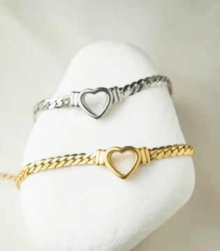 Βραχιόλι Ατσάλι Καρδιά Iole - ασημένιο και χρυσό