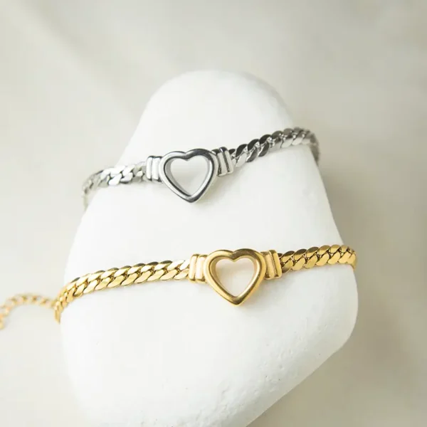 Βραχιόλι Ατσάλι Καρδιά Iole - ασημένιο και χρυσό