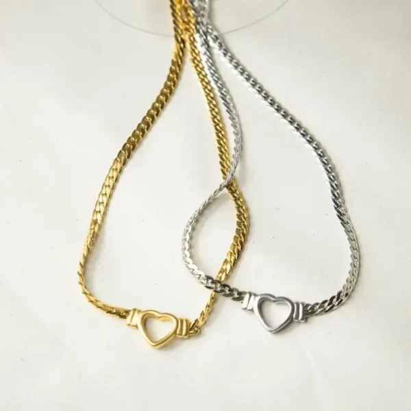 Κολιέ Dione με καρδιά ασημένιο και χρυσό